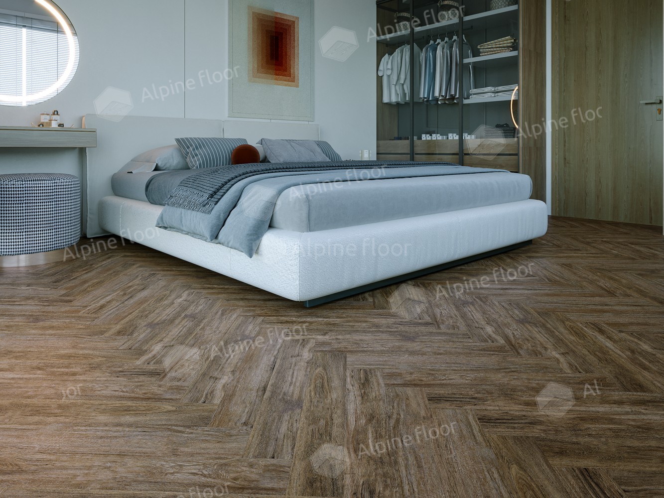 Ламинат ALPINE FLOOR Herringbone 8 4V 33кл Дуб Бордо LF102-10